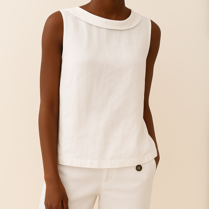 Women's Sleeveless Blouse Rolled Collar