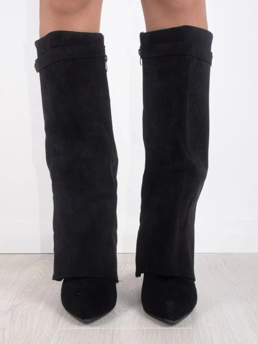 Knee High Suede Boots With Heel