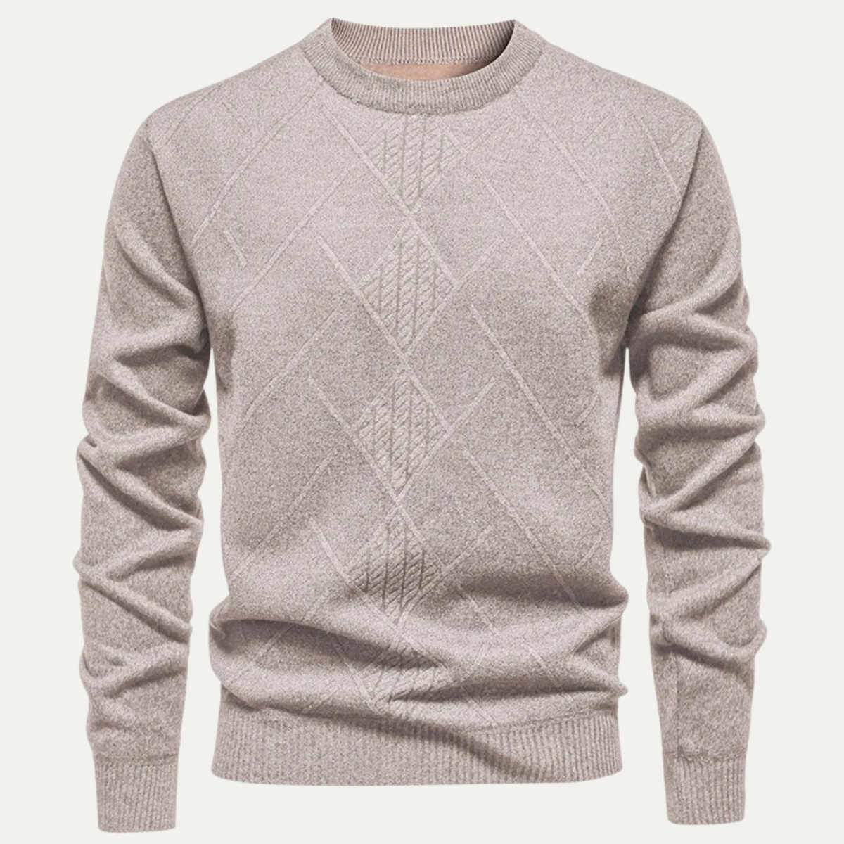 Men's Diamond Pattern Crew Neck Knit Sweater