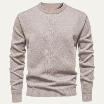 Men's Diamond Pattern Crew Neck Knit Sweater