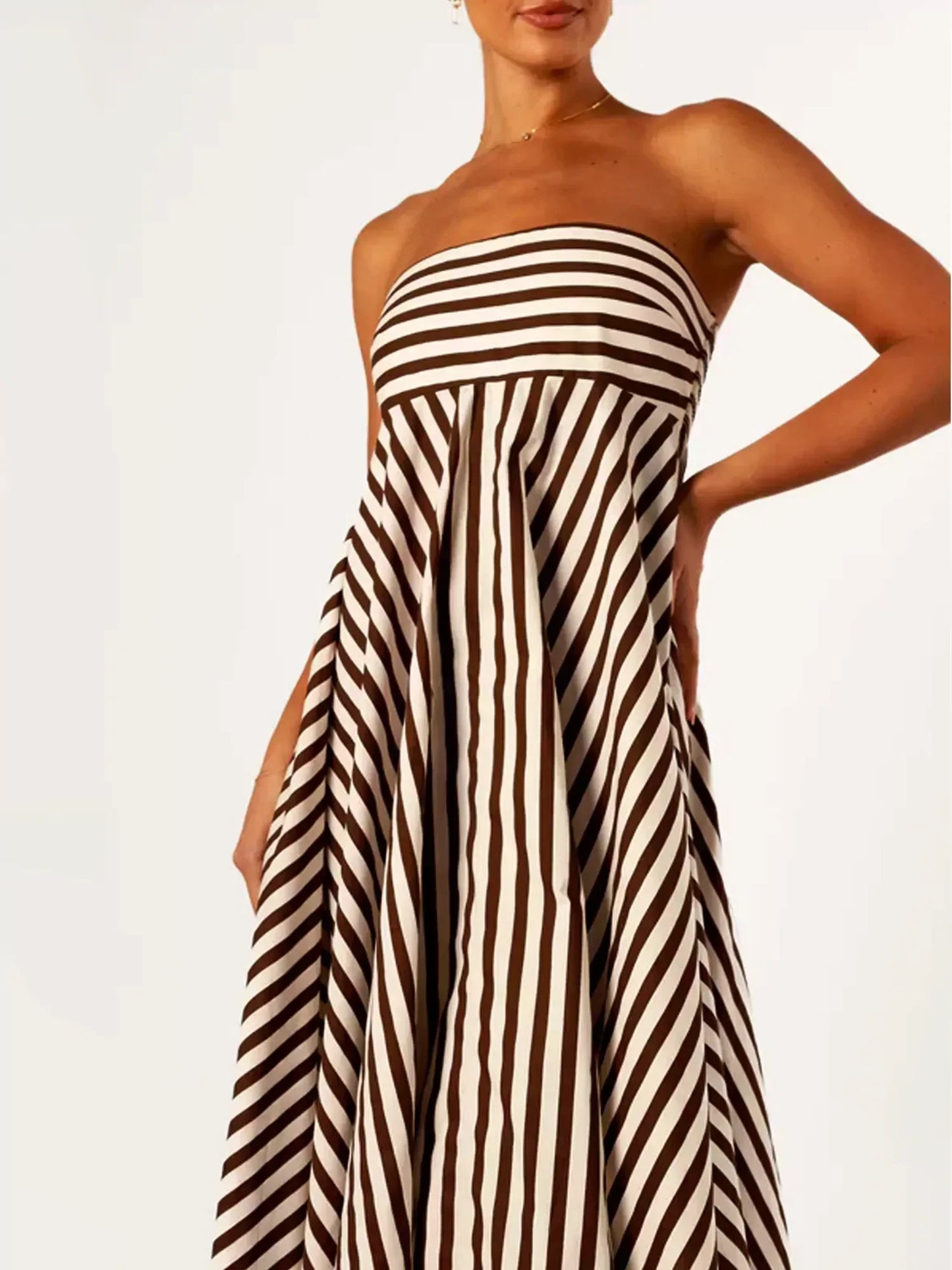 Women's Strapless Maxi Dress Elegant Floor Length