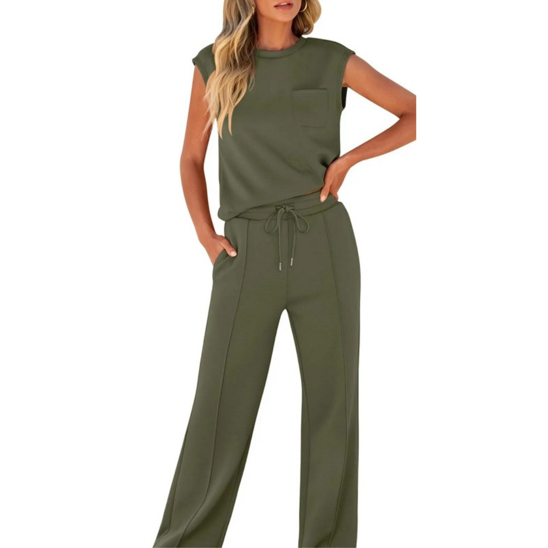 Women's Sleeveless Lounge Set Drawstring