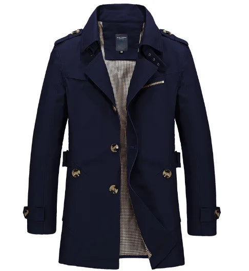 Men's Knee-Length Trench Coat Belted Waterproof - Vonnera