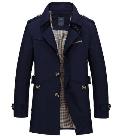 Men's Knee-Length Trench Coat Belted Waterproof - Vonnera