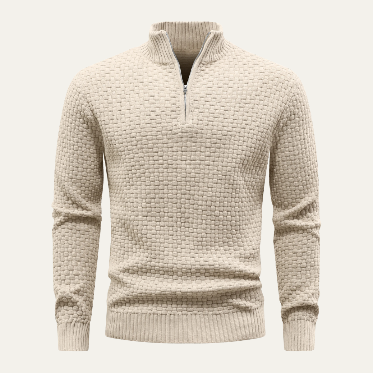 Men's Textured Knit Half Zip Jumper