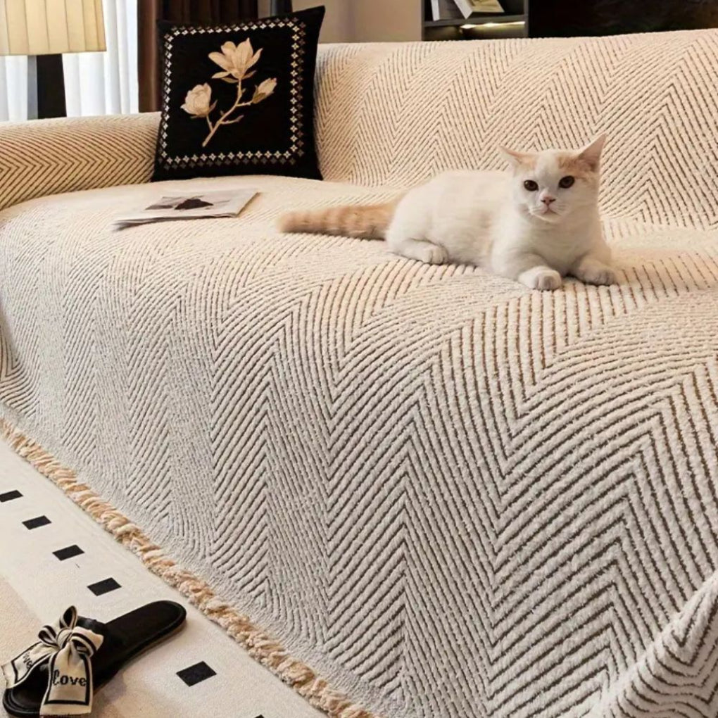 Neutral Toned Throw Blanket Fringe Edges - Vonnera