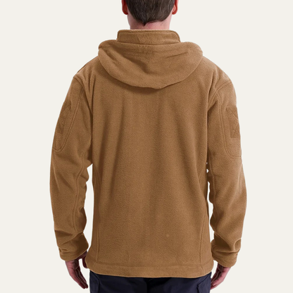 Men's Tactical Fleece Jacket With Hood And Multi Pockets