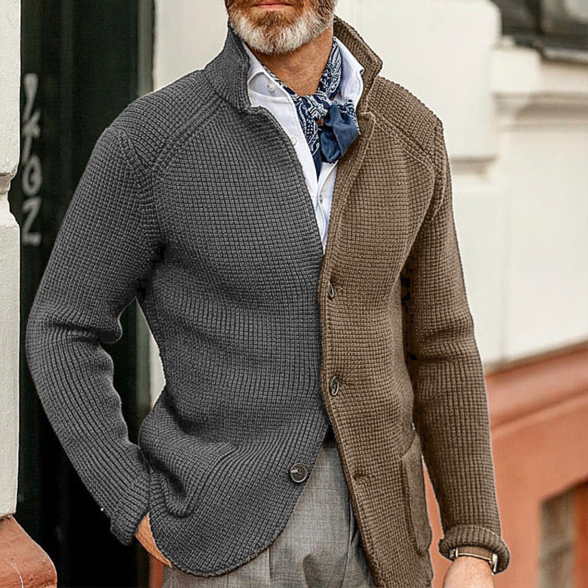 Cambridge Men's Knit Cardigan Contrast Colour