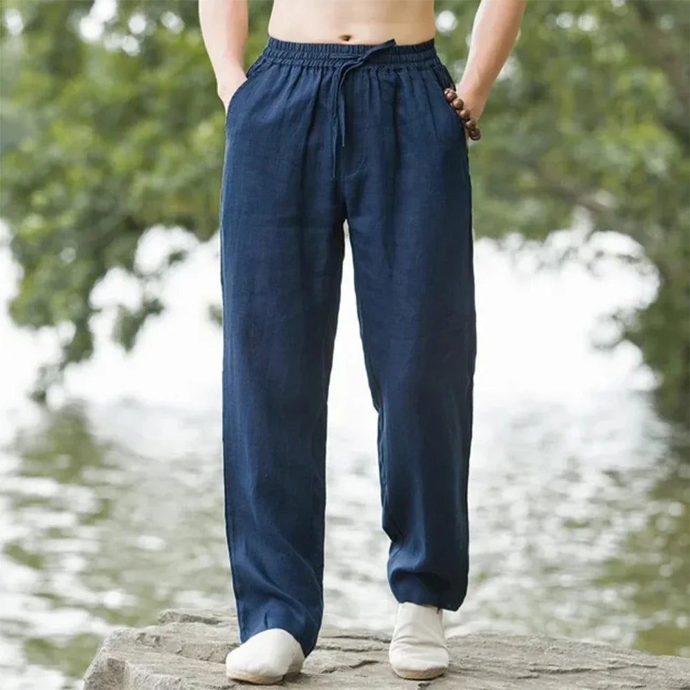 Men's Linen Beach Pants Lightweight Comfortable