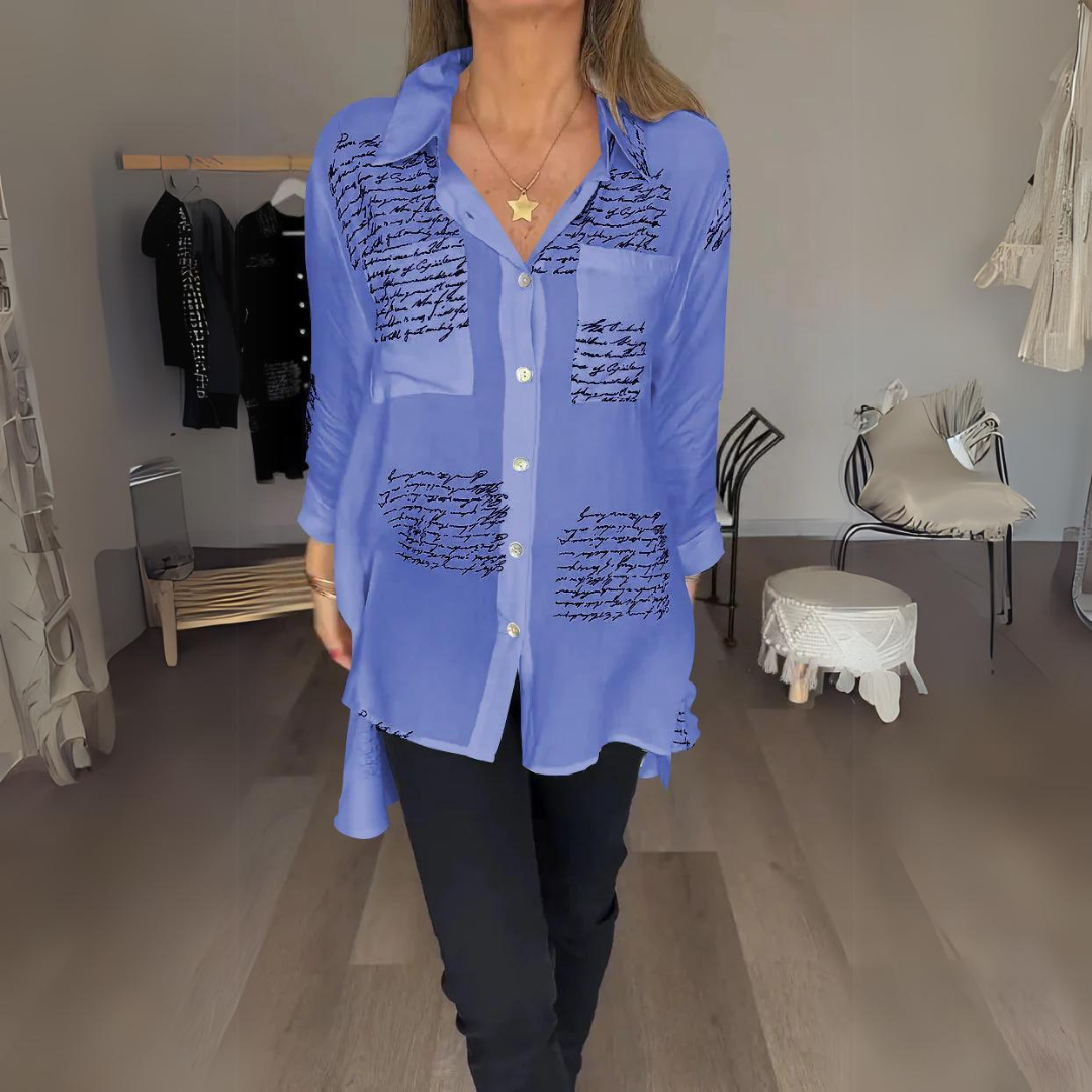 Women's Handwritten Button Up Cotton Shirt