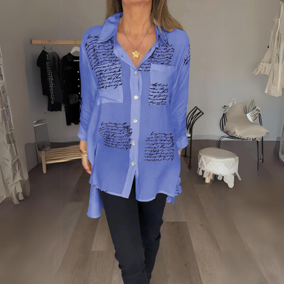 Women's Handwritten Button Up Cotton Shirt