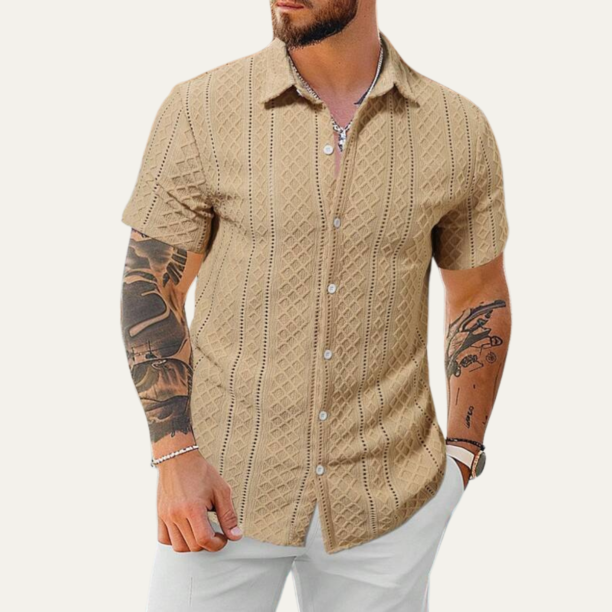 Men's Textured Button Up Shirt