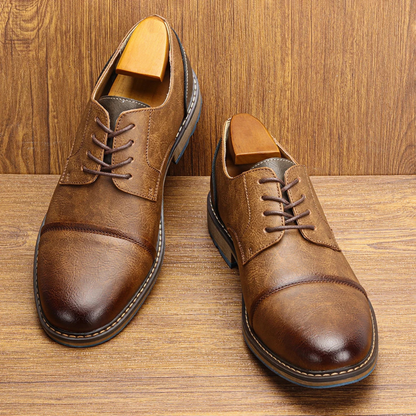 Monferrato Men's Leather Oxford Shoes Lace Up Brown