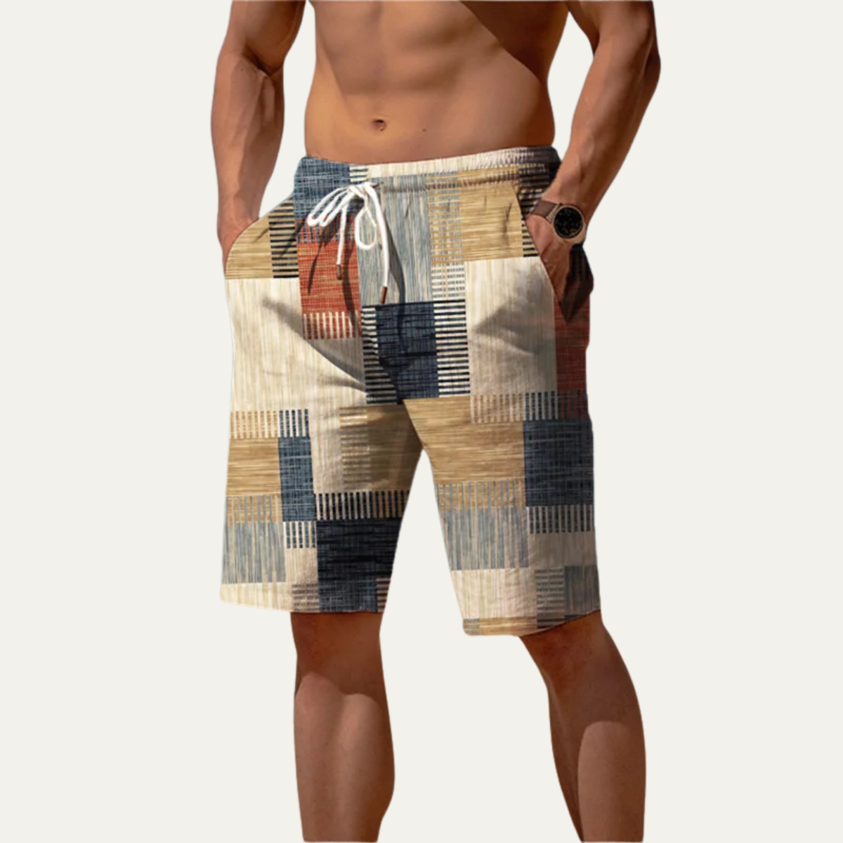 Men's Checked Drawstring Shorts