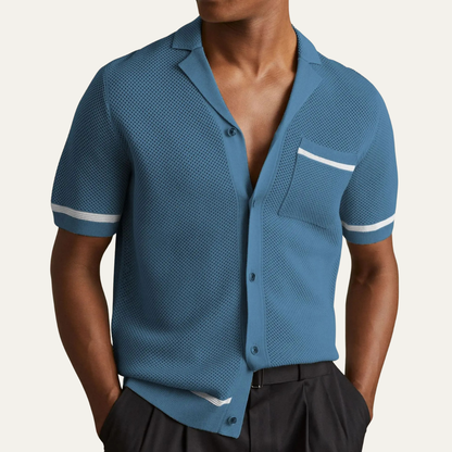 Men's Hollow Knit Cardigan Shirt Casual