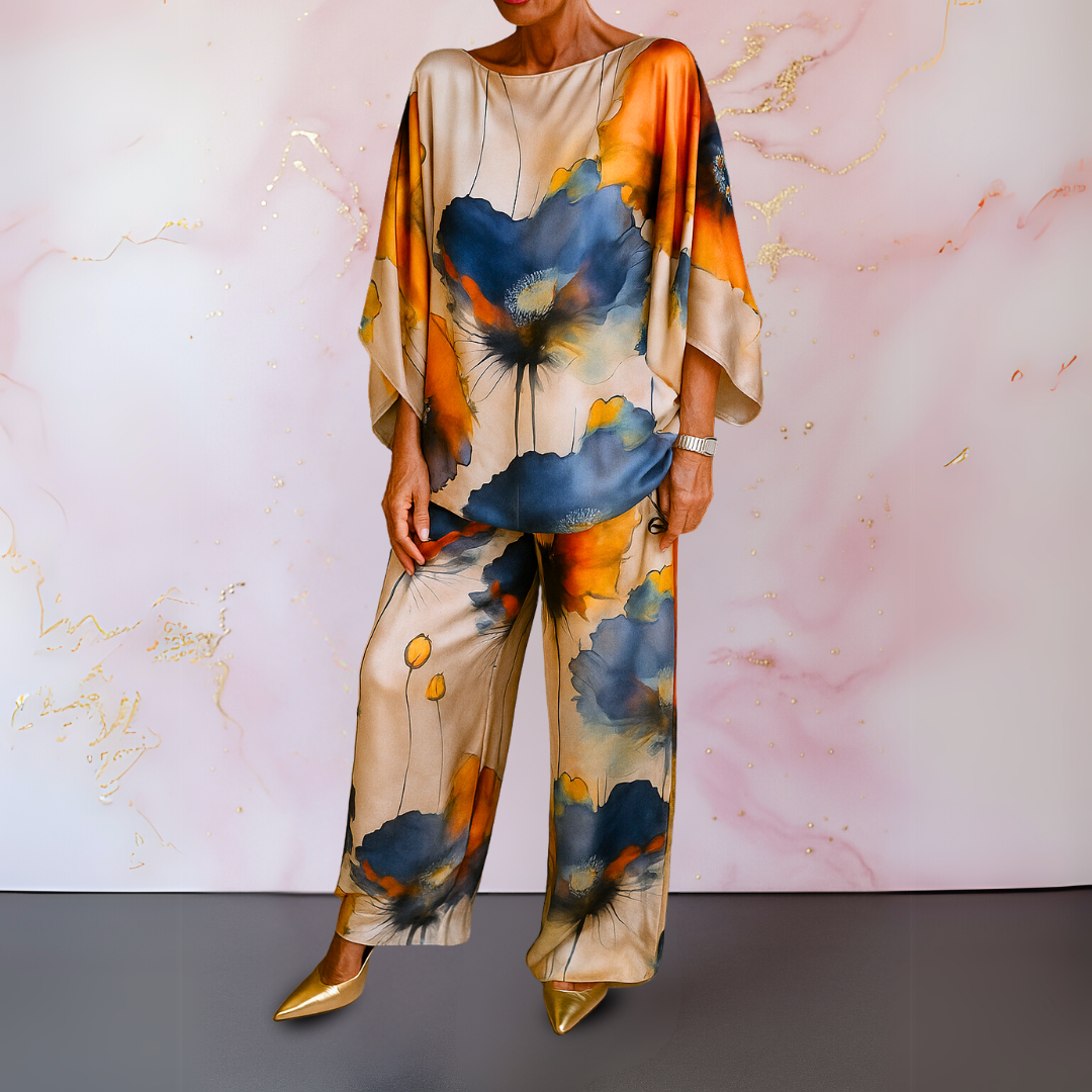 Women's Abstract Floral Print Two Piece Set - Vonnera