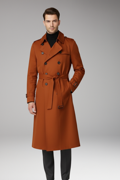 Men's Trench Coat Wide Lapels Belted