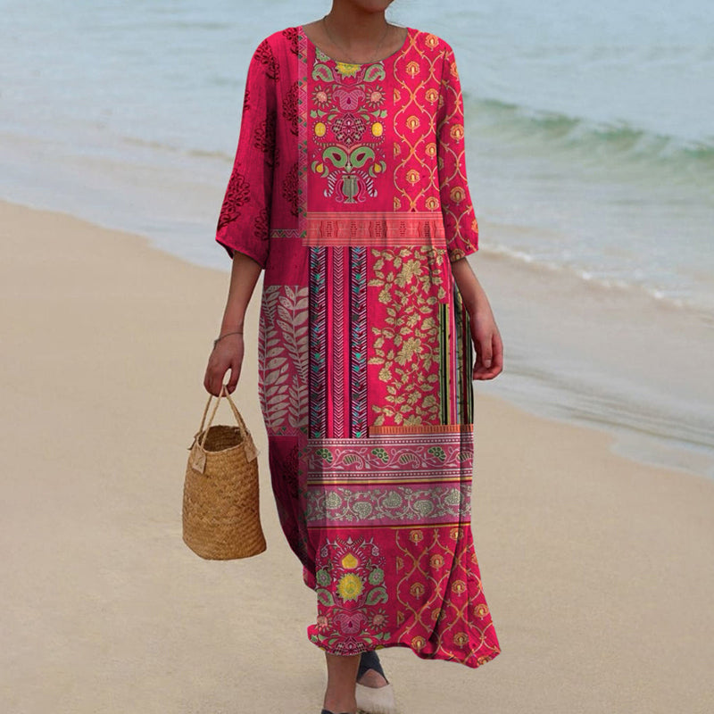 Women's Bohemian Patchwork Dress - Vonnera
