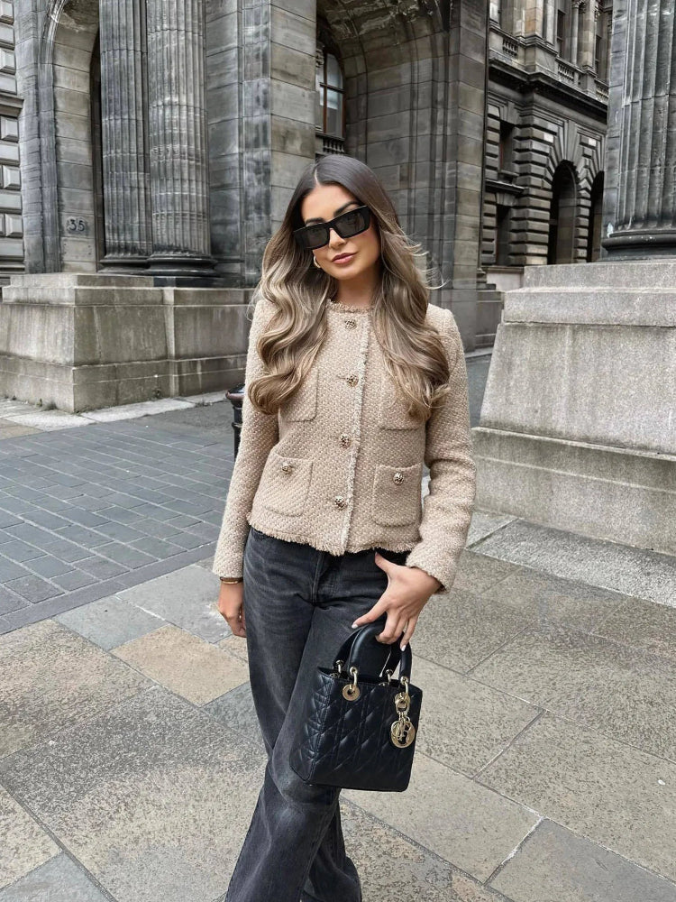 Women's Cropped Tweed Jacket Timeless Sophistication