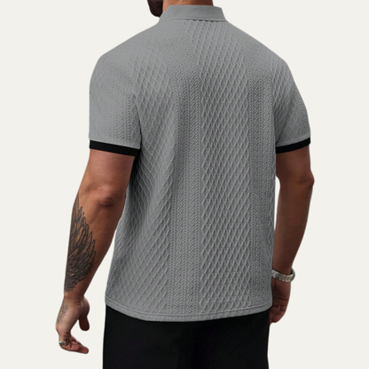 Glenbrook Hill Men's Textured Polo Shirt Contrast Collar