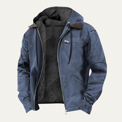 Men's Fleece Lined Hooded Jacket Warm Winter