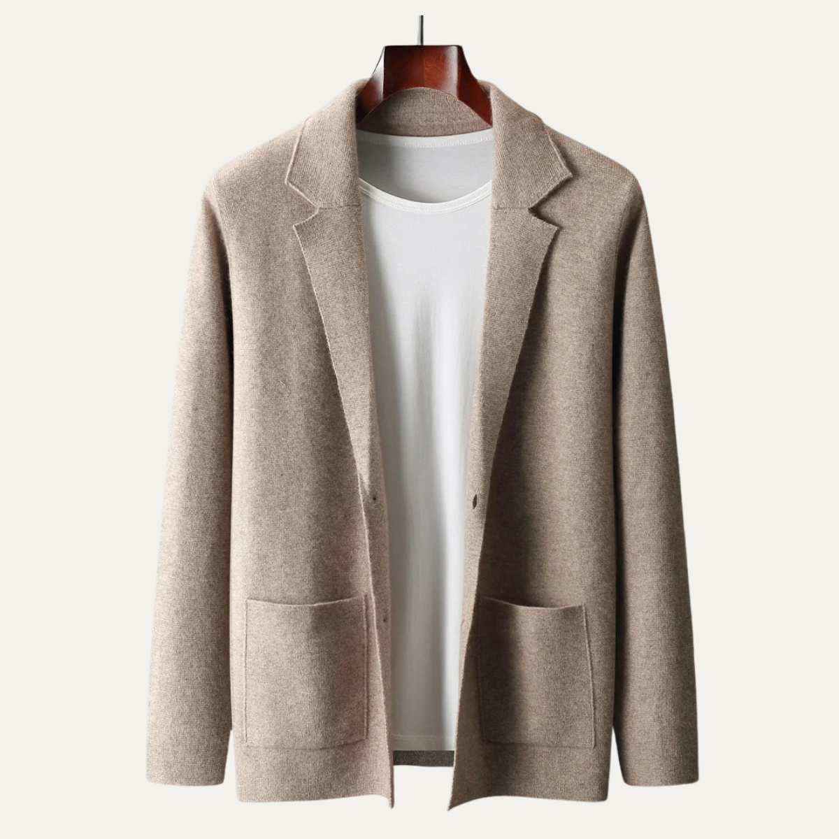Men's Merino Wool Cardigan Soft Knit Collar Charcoal