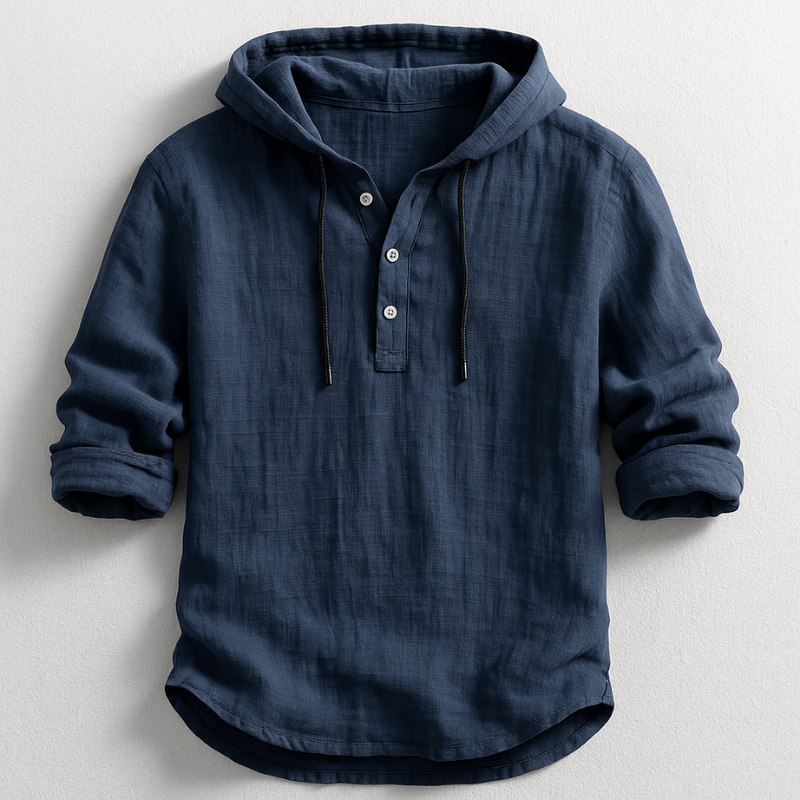 Men's Button Neck Pullover Hoodie