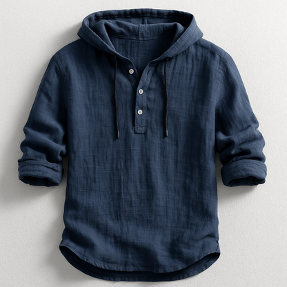Men's Button Neck Pullover Hoodie