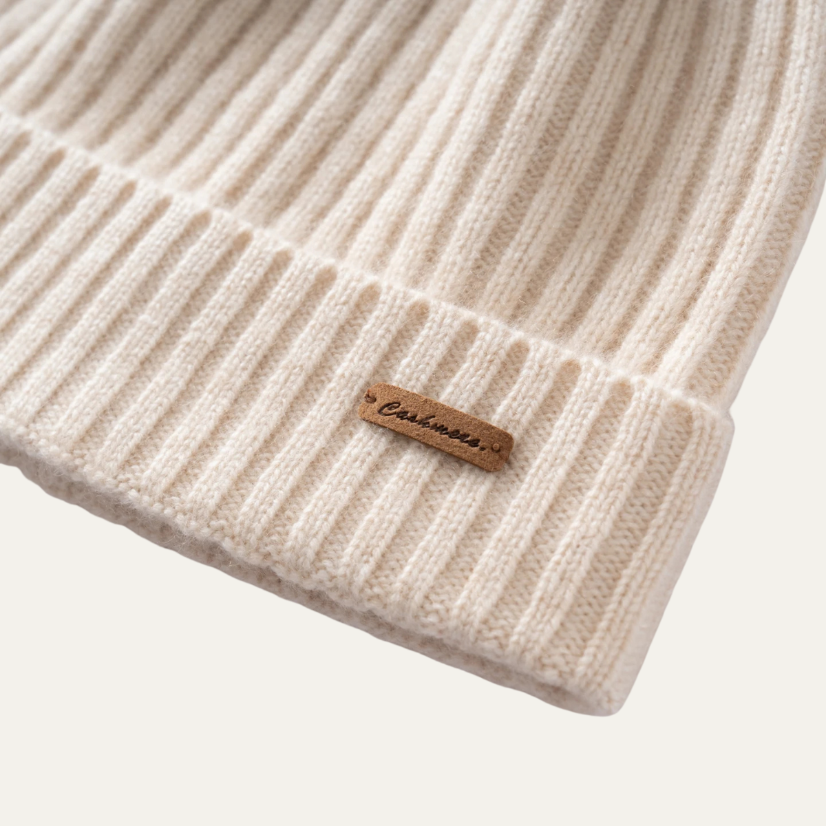 Men's Cashmere Ribbed Beanie Black