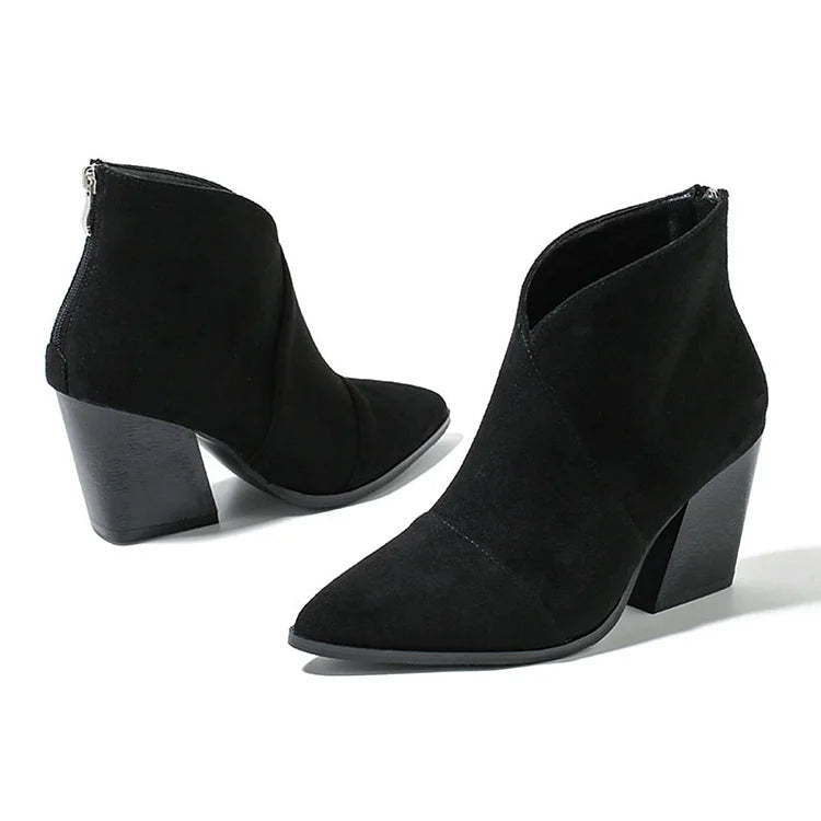 Women's Ankle Boots Zip Block Heel
