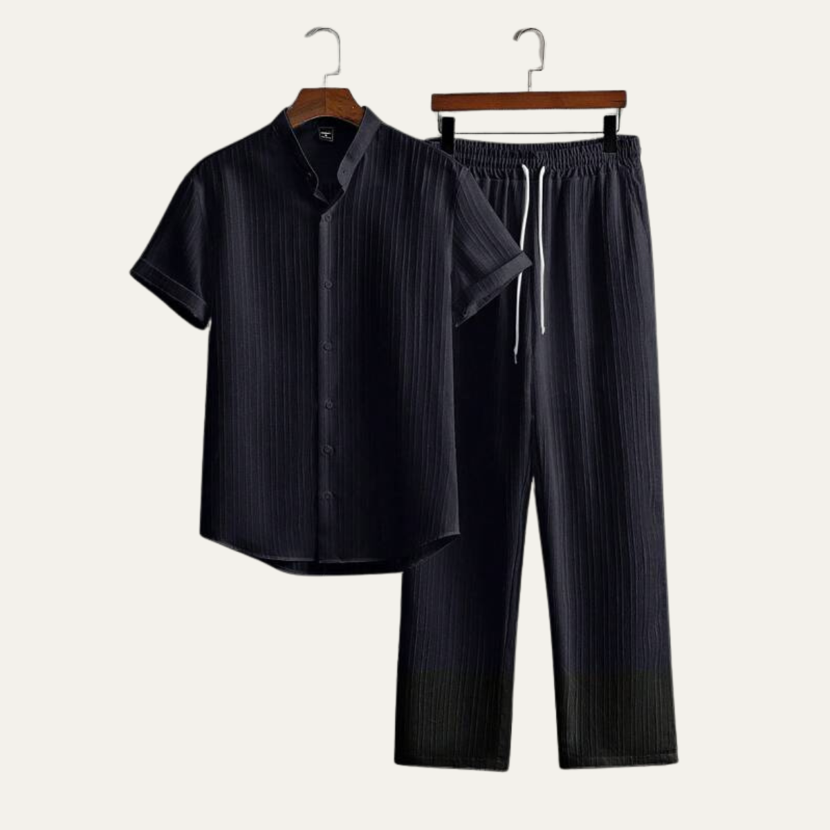 Men's Linen Summer Shirt And Pants Set Soft Beige