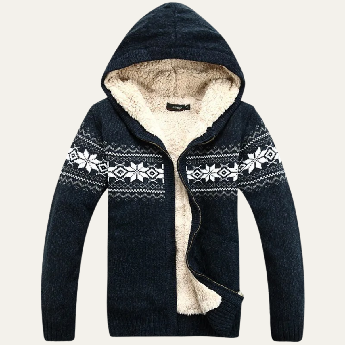 Men's Winter Knit Hooded Jacket Zip Up