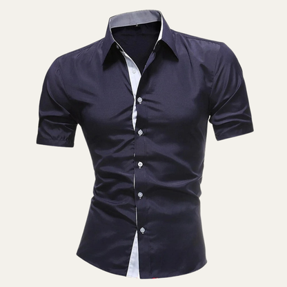 Men's Solid Button-Up Dress Shirt