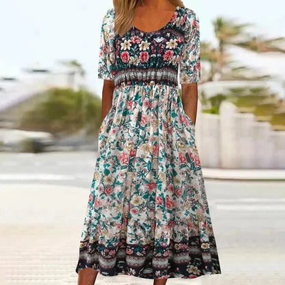 Women's High-Waist Dress with Side Pockets