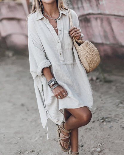 Campbell | Women's Collared Flowy Shirt Dress Cocktail