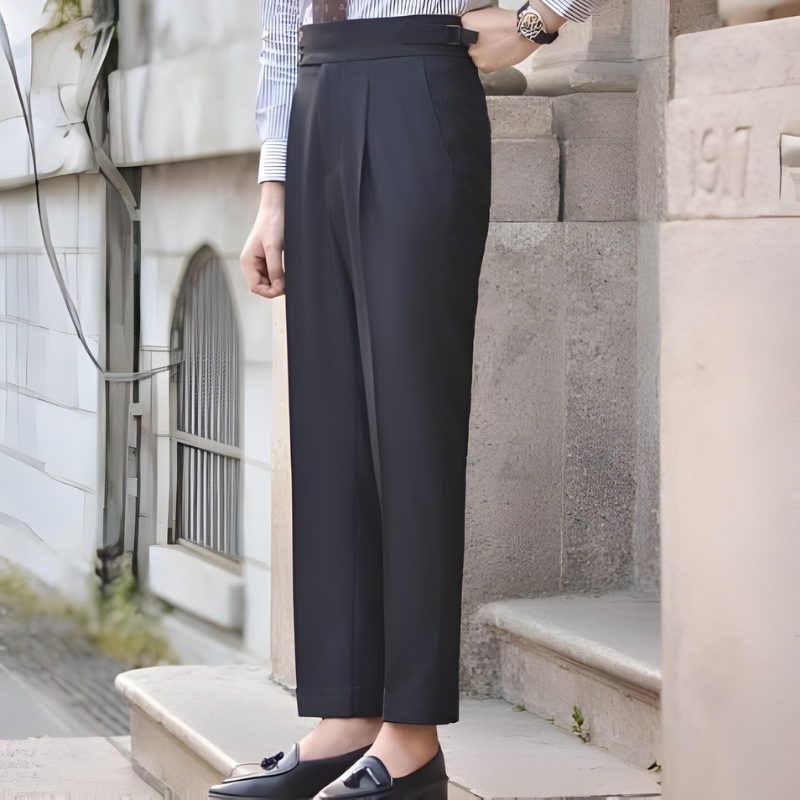 Men's Suit Trousers Wool Formal Black - Vonnera