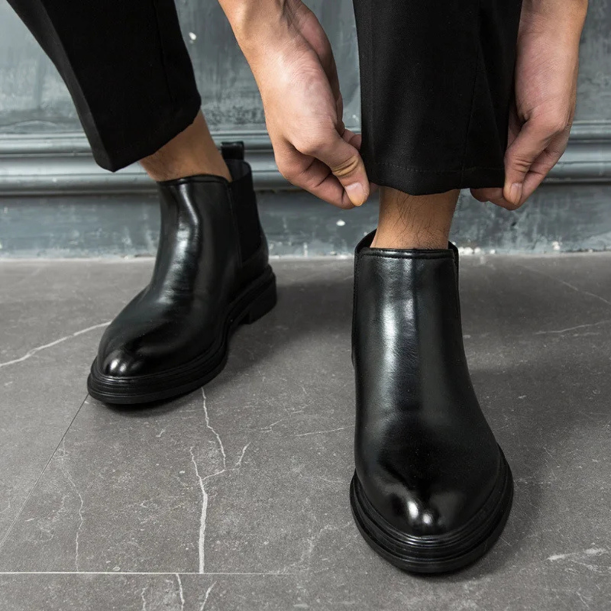 Men's Chelsea Leather Ankle Boots Black
