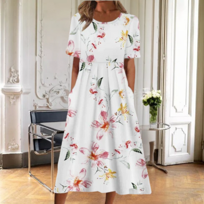 Women's Floral Ruby Red Dress