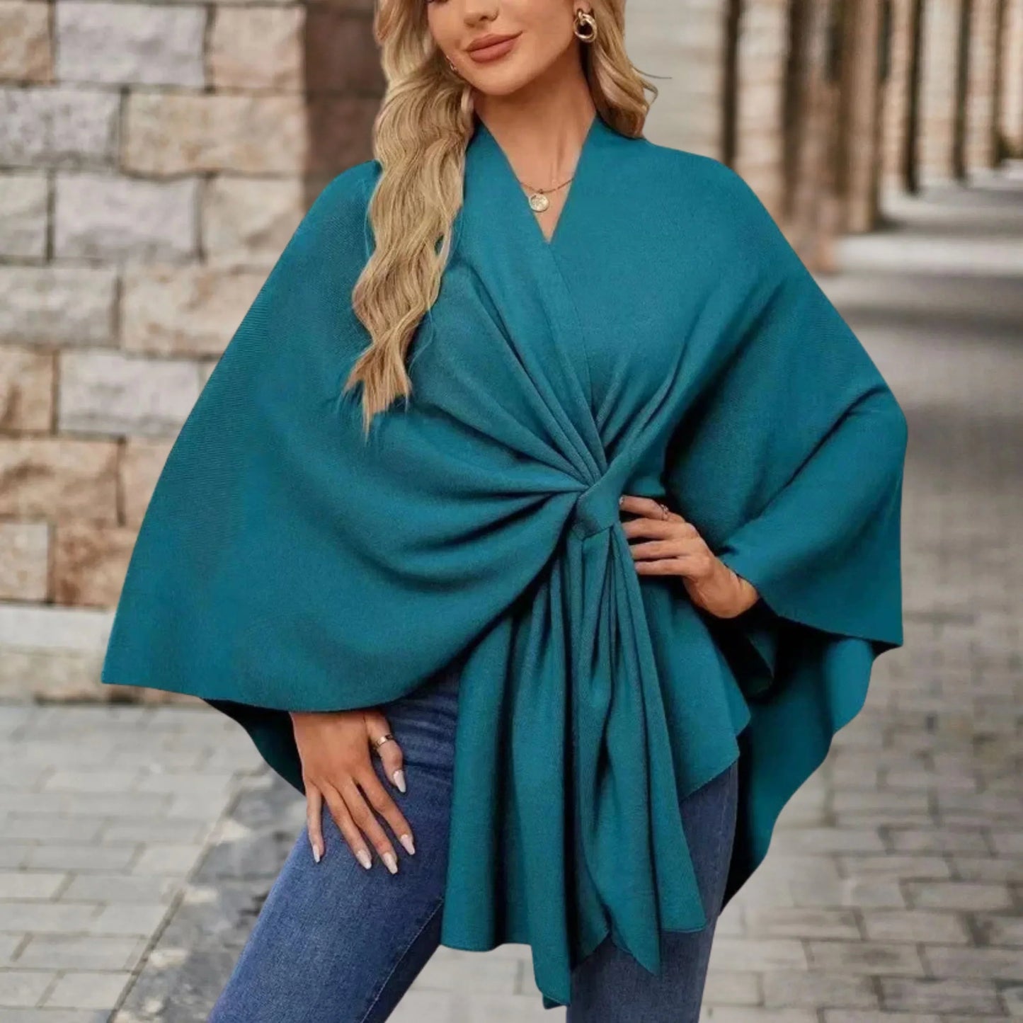 Elegant Women's Draped Poncho