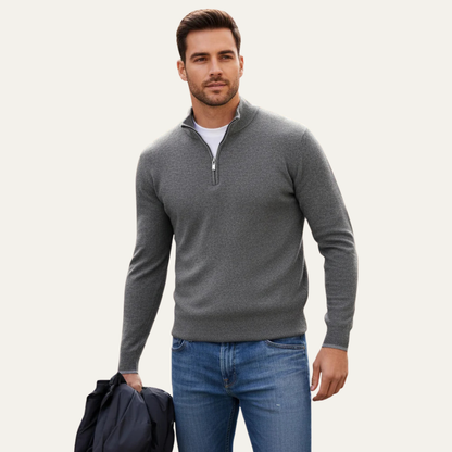 Men's Soft Knit Cotton Sweater Half Zip Casual