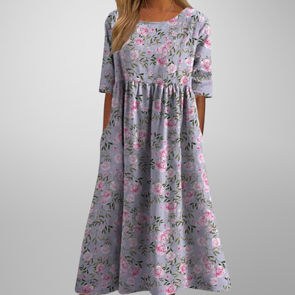 Women's Floral Midi Dress Relaxed Fit