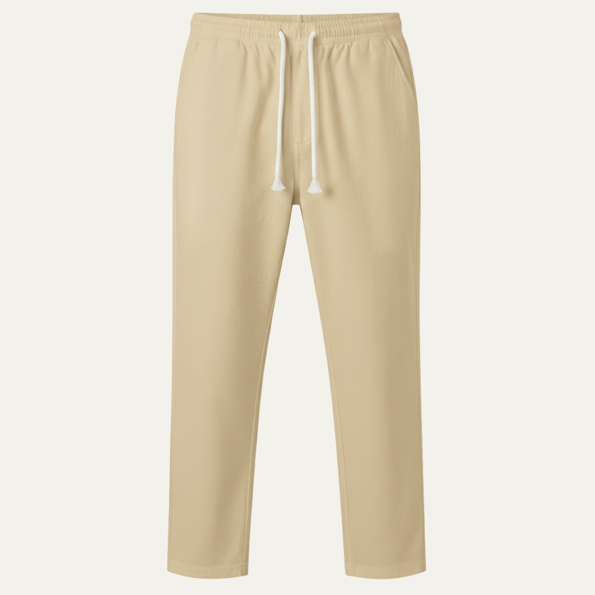 Men's Linen Blend Drawstring Pants Lightweight Beige