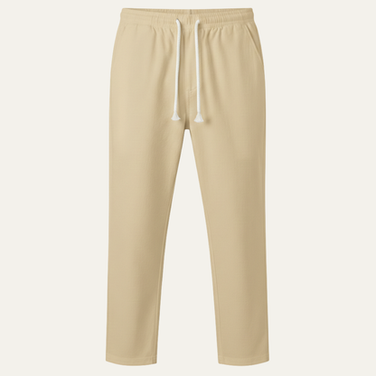 Men's Linen Blend Drawstring Pants Lightweight Beige