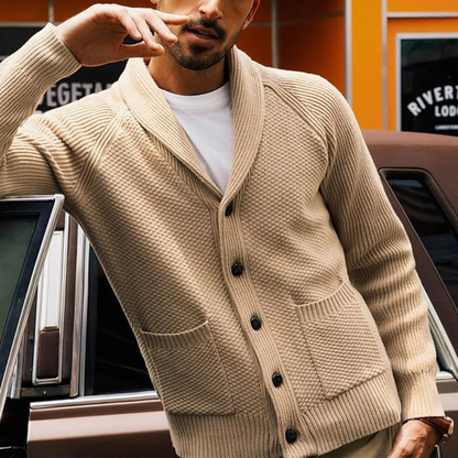 Men's Shawl Collar Cardigan Button Up Sweater