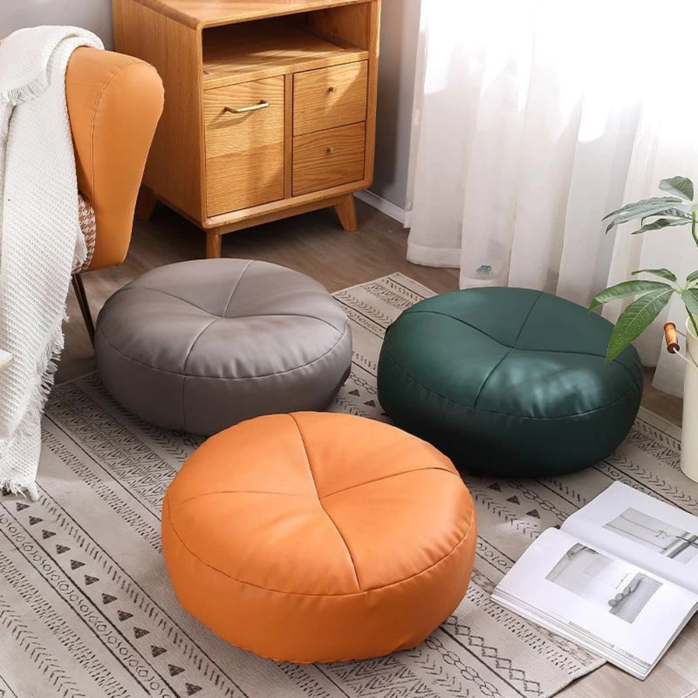 Japanese Style Leather Cushion Minimalist Nappa Brown - Vonnera