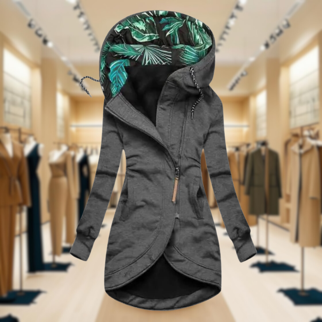 Women's Waterproof Hooded Rain Jacket Lightweight Asymmetric Zip Black