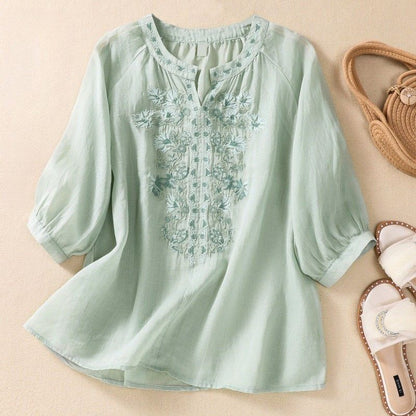Serafina Cotton-Linen Blouse