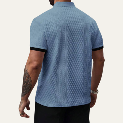 Men's Classic Polo Shirt Textured Contrast Collar