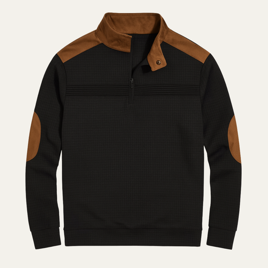 Men's Retro Half Zip Sweater Contrast Collar - Vonnera