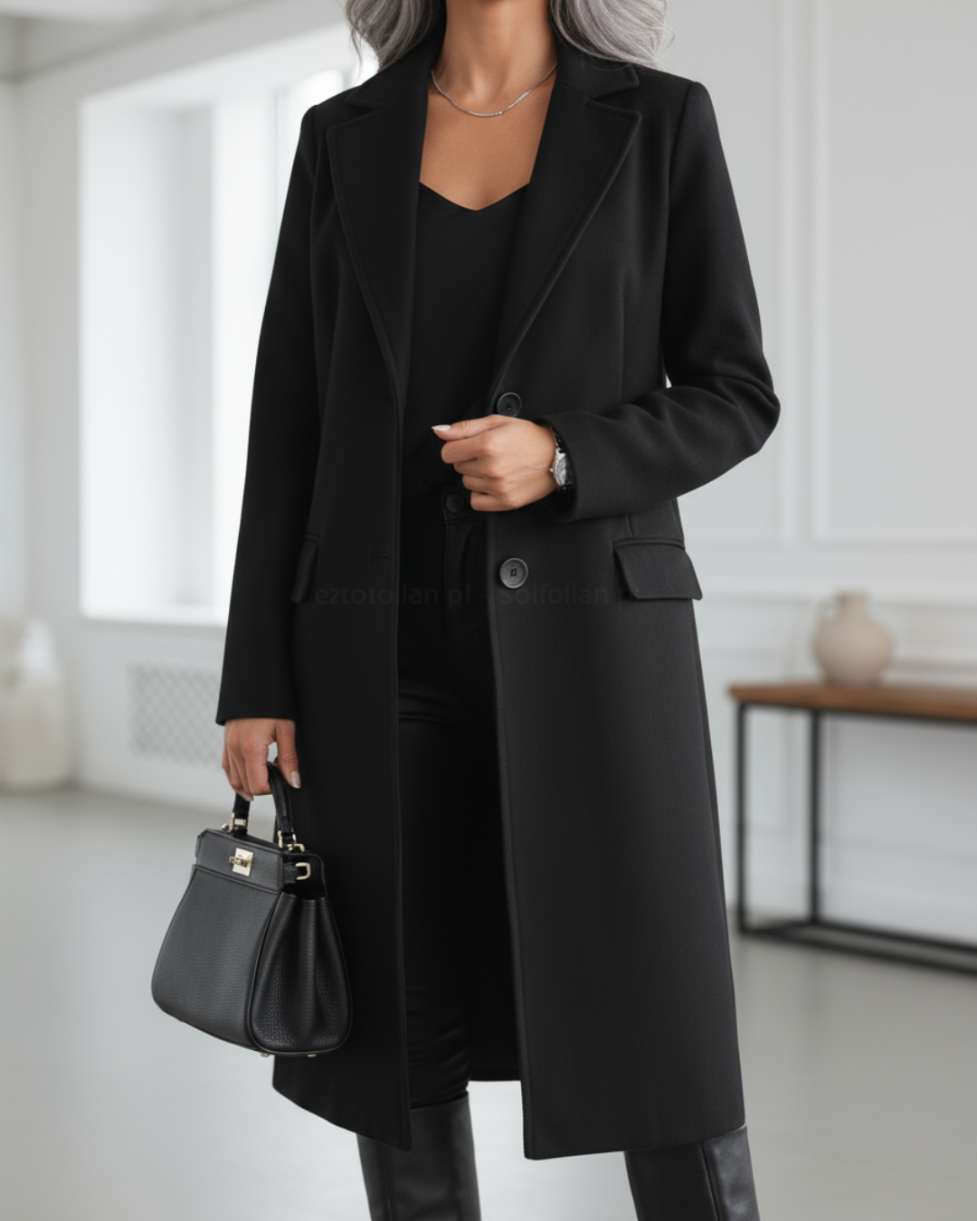 Women's Tailored Long Coat Button Front